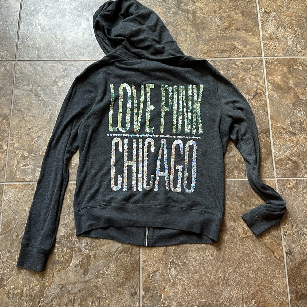 VERY RARE Love Pink Chicago Thin Zip Up Hoodie